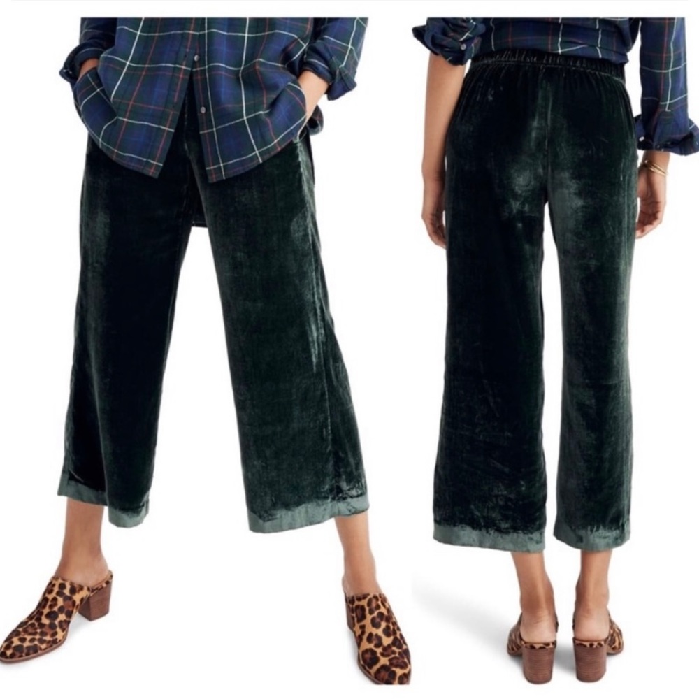 Madewell Velvet Green Wide Leg Pants